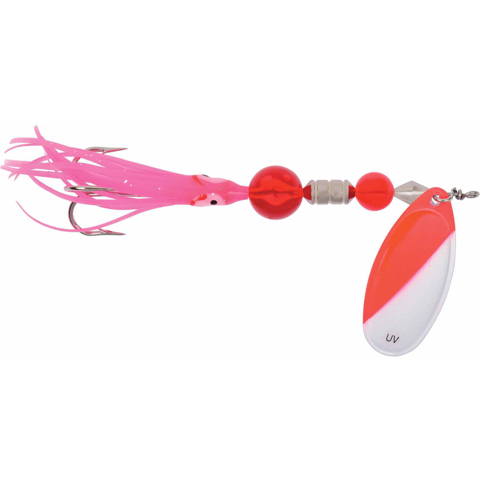 Yakima Bait Worden's Flash Glo 4-3/4" UV Squid Spinners Trolling Model, Red & White