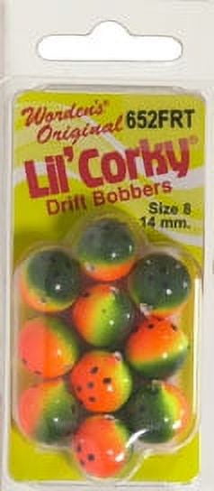 Yakima Bait Worden's Lil' Corky 1/2" Drift Bobbers, Firetiger, Size 8, 10 Count, 652 FRT