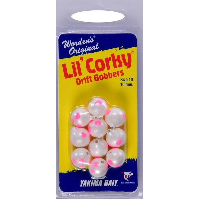 Yakima Bait Worden's Lil' Corky 3/8 Drift Bobbers Fishing Lure, Pearl  Clown, Size 10, 10 Count, 653 PLCL 