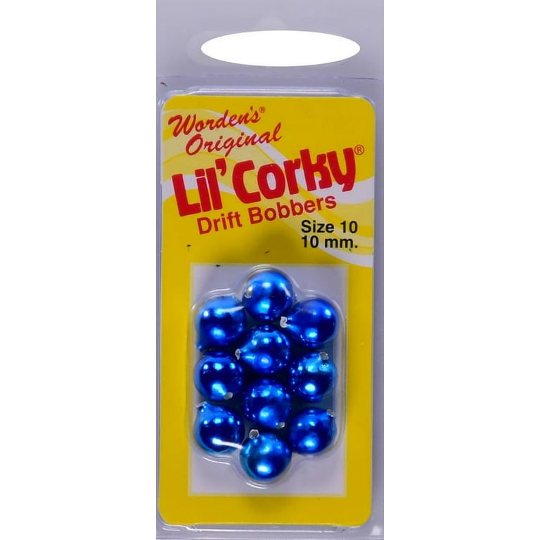 Yakima Bait Worden's Lil' Corky 3/8 Drift Bobbers, Metallic Blue, Size 10,  10 Count, 653 MBLU
