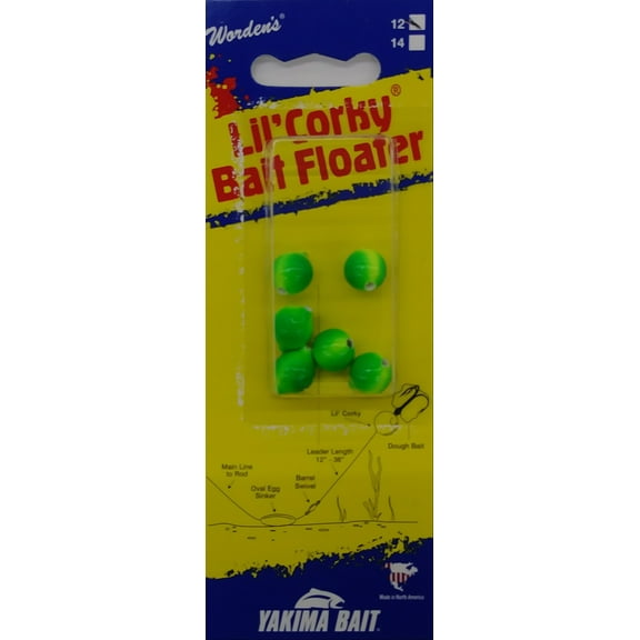 Yakima Bait Worden's Lil' Corky Bait Floater, Lime Chartreuse, Size 14, 632 LICH