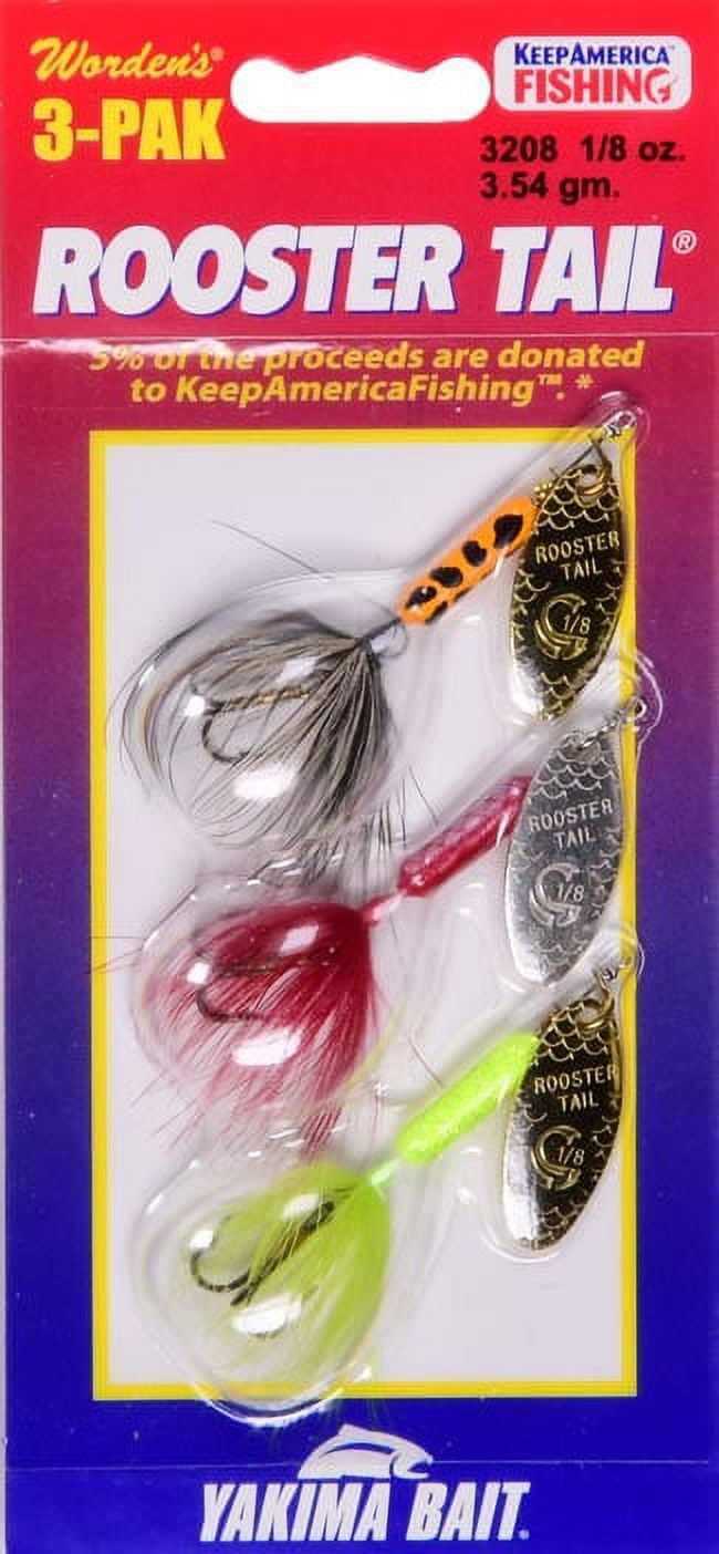 Yakima Bait Worden's Original Rooster Tail Fishing Lures, 1/8 oz., 3 Count,  3208 S118