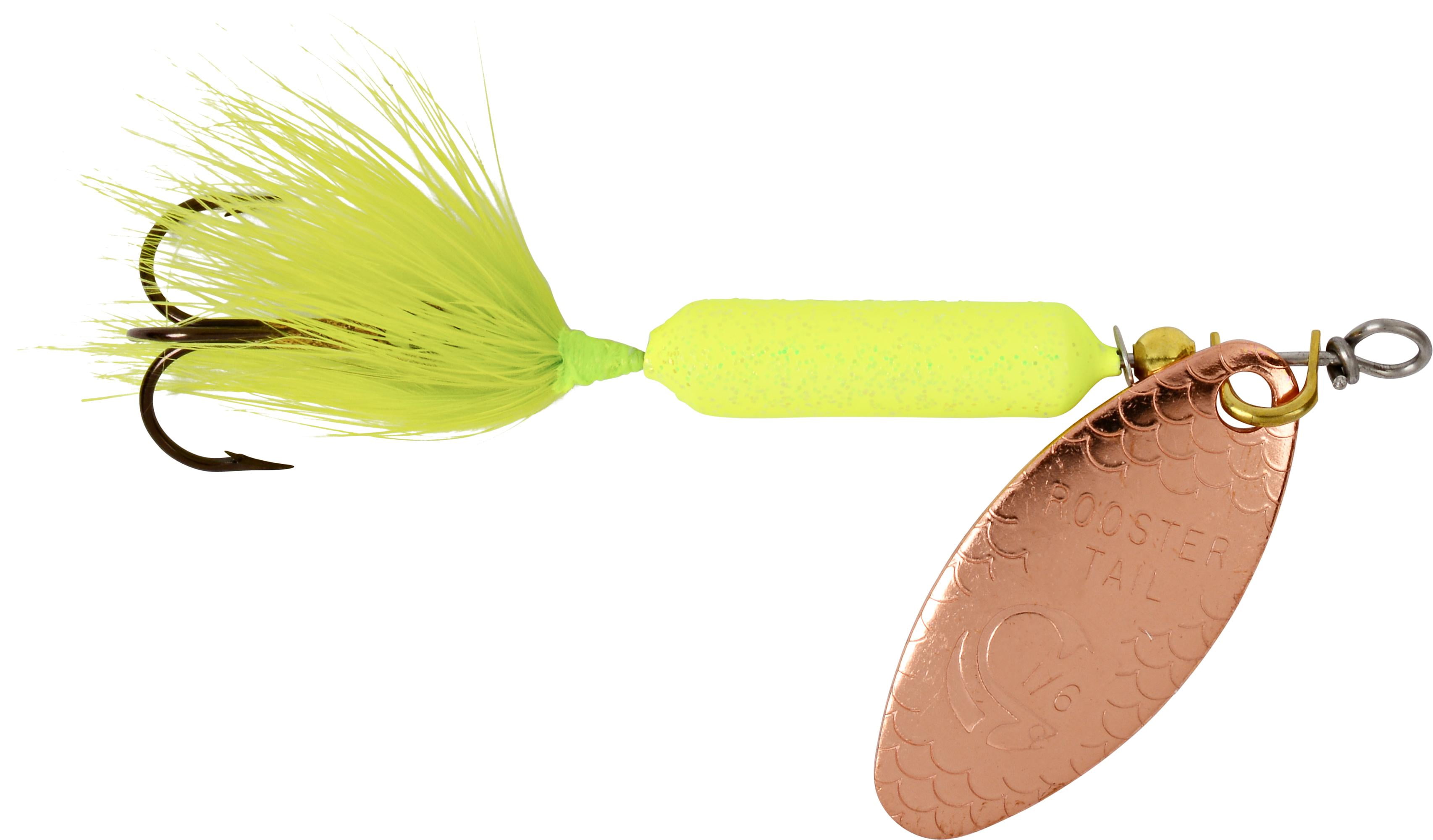 Yakima Bait Worden's Original Rooster Tail, Inline Spinnerbait Fishing Lure,  Glitter Chartreuse, 1/6 oz 