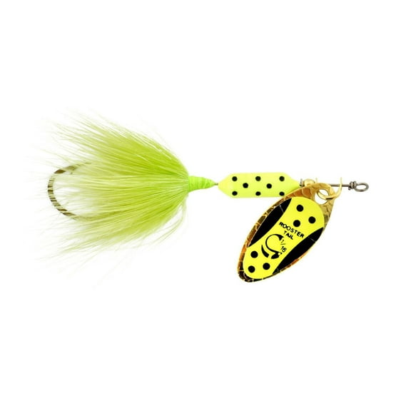 Yakima Bait Worden's Original Rooster Tail Lure, Chartreuse Dalmatian Tux, 1/8 oz.