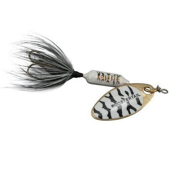 Yakima Bait Worden's Original Rooster Tail Lure, White & Black Tiger, 1/16 oz.