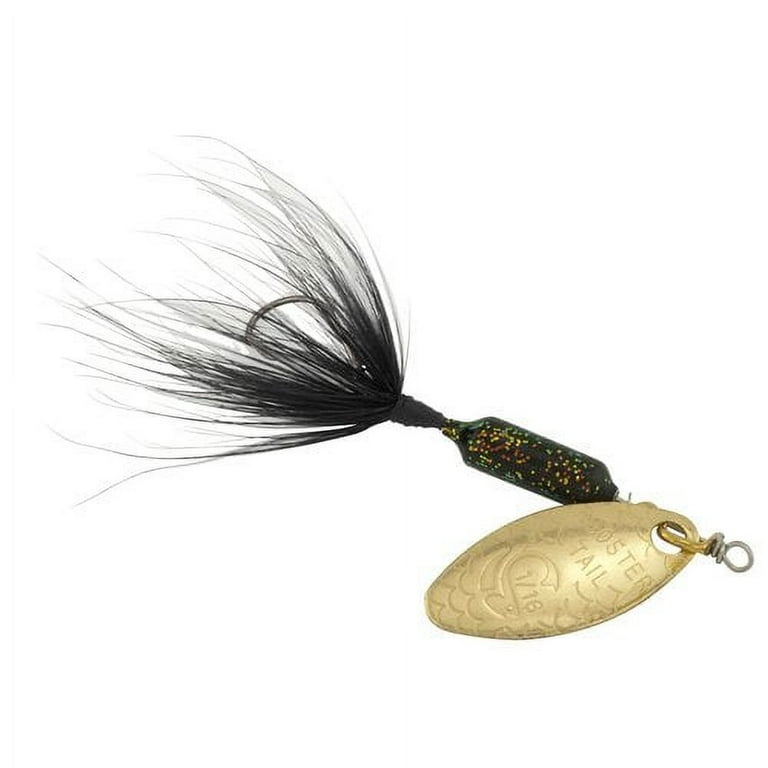 Yakima Bait Worden's Original Single Hook Rooster Tail, Inline Spinnerbait  Fishing Lure, Glitter Black, 1/16 oz. 
