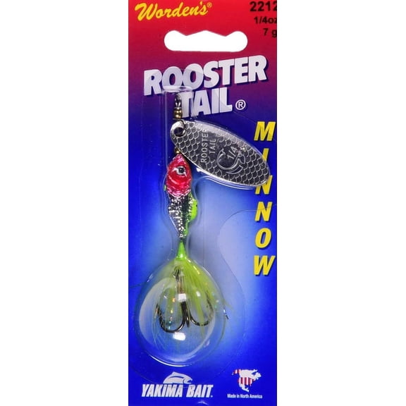 Yakima Bait Worden's Rooster Tail Minnow Fishing Lure, Clown, 1/4 oz., 2212 CL