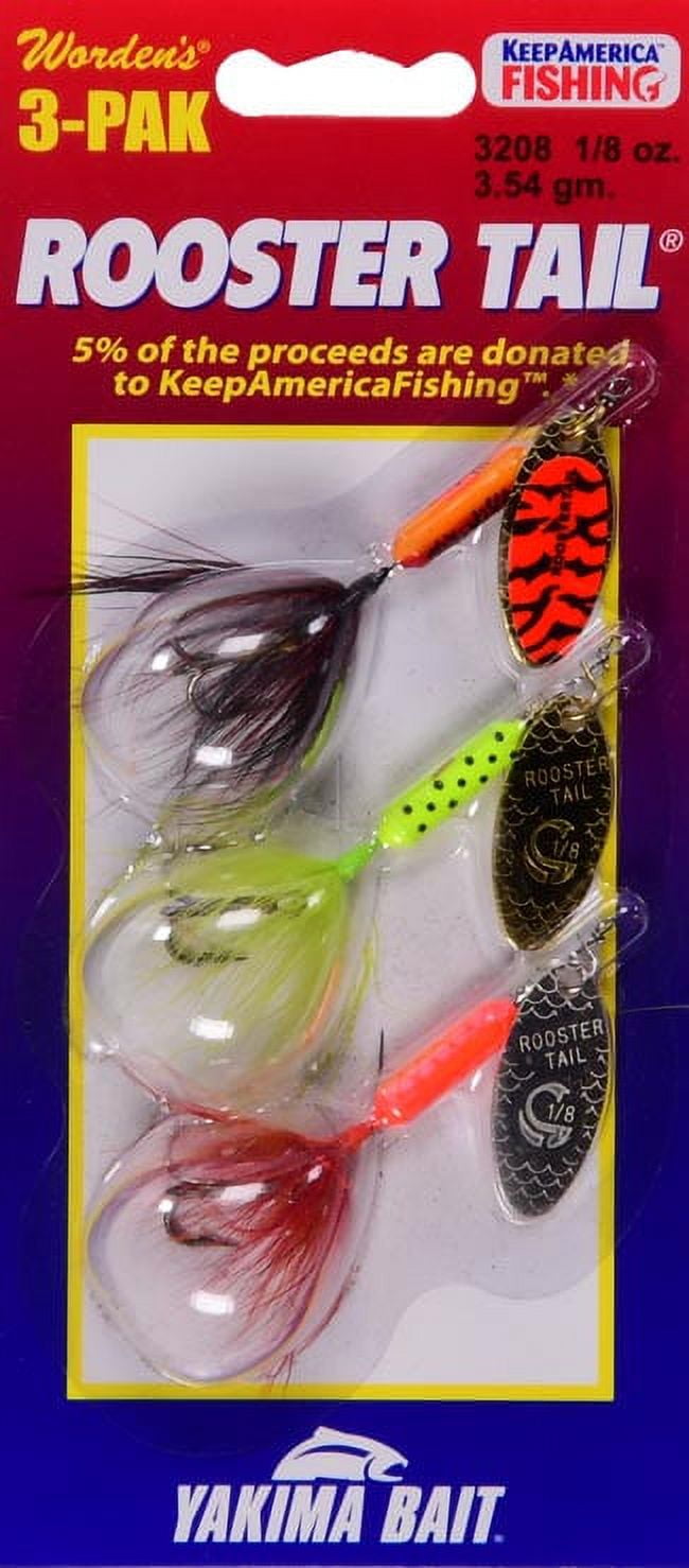 Yakima Bait Worden's Rooster Tail Spinner Trophy Fishing Lure Kit, 1/8 oz., 3 Count, 3208 S116