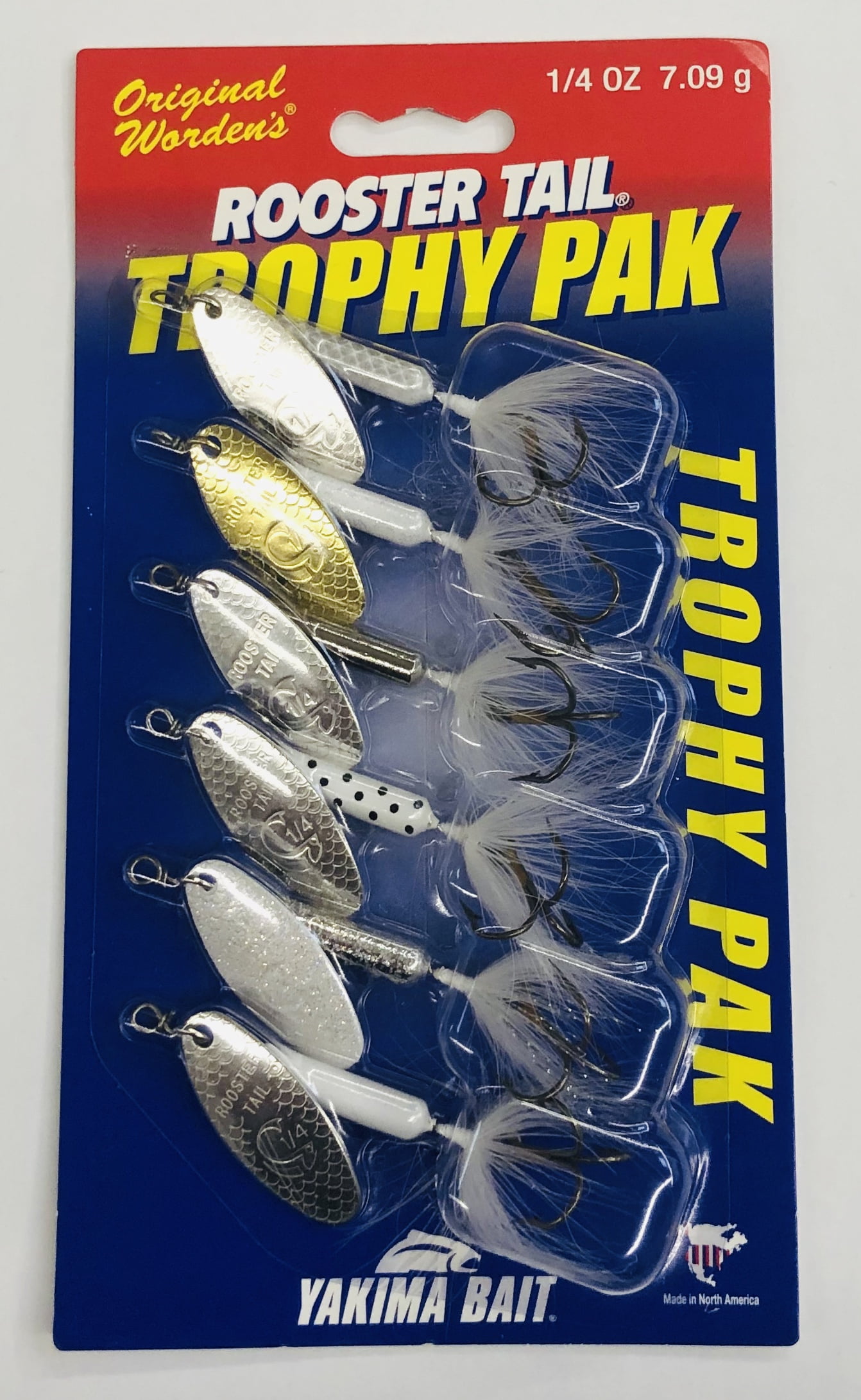 Yakima Bait Worden's Rooster Tail Trophy Fishing Lures, Assorted Colors, 1/4 oz., 6 Count, 225 Y762