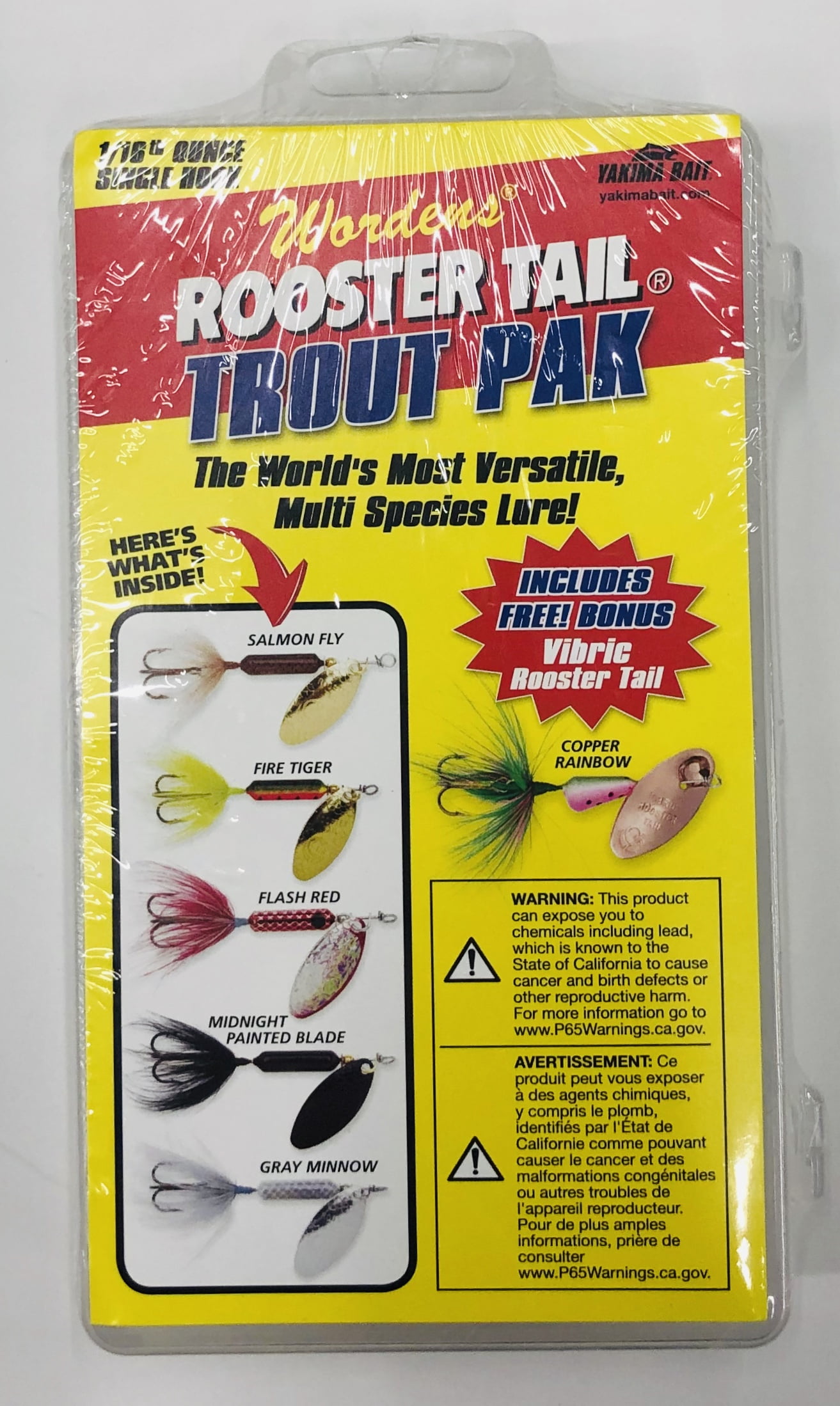 Yakima Bait Worden's Rooster Tail Spinner Trophy Fishing Lure Kit, Assorted  Colors, 1/8 oz., 6 Count, 223 Y350