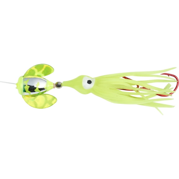 Yakima Bait Worden's Spin-N-Glo 1 1/2" Kokanee Rig, Double Trouble Chartreuse, Size 12, 312 DTUC-MC