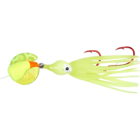 Yakima Bait Worden's Spin-N-Glo 1 1/2" Kokanee Rig, Flame Chartreuse, Size 10 Body, 310 FLCH-MC