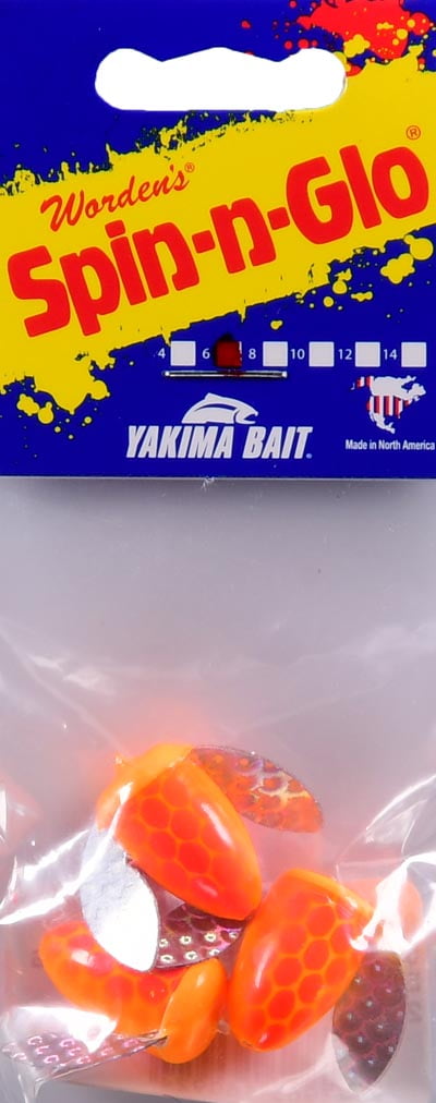 Yakima Bait Worden's Spin-N-Glo Fishing Lure, Metallic Blue & Chartreuse  Tiger, Size 2 