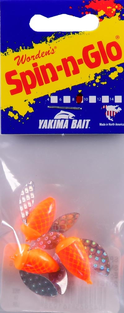 Yakima Bait Worden's Spin-N-Glo 5/8" Mylar Wings Fishing Lure, Egg Fluorescent, Size 8, 3 Count, 054-3 EFL-MY