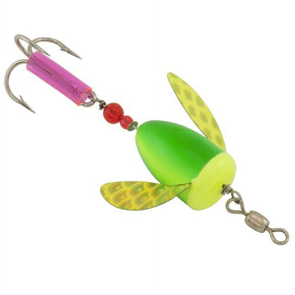 Yakima Bait Worden's Spin-N-Glo Fishing Lure, Metallic Blue & Chartreuse  Tiger, Size 2 
