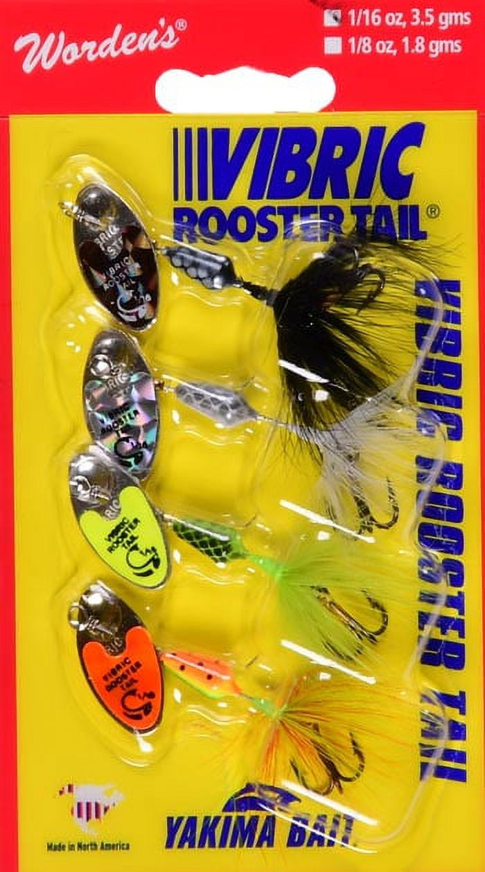 Yakima Bait Worden's Vibric Rooster Tail Fishing Lure, Assorted Colors, 1/16 oz., 4 Count, 4452 Y869