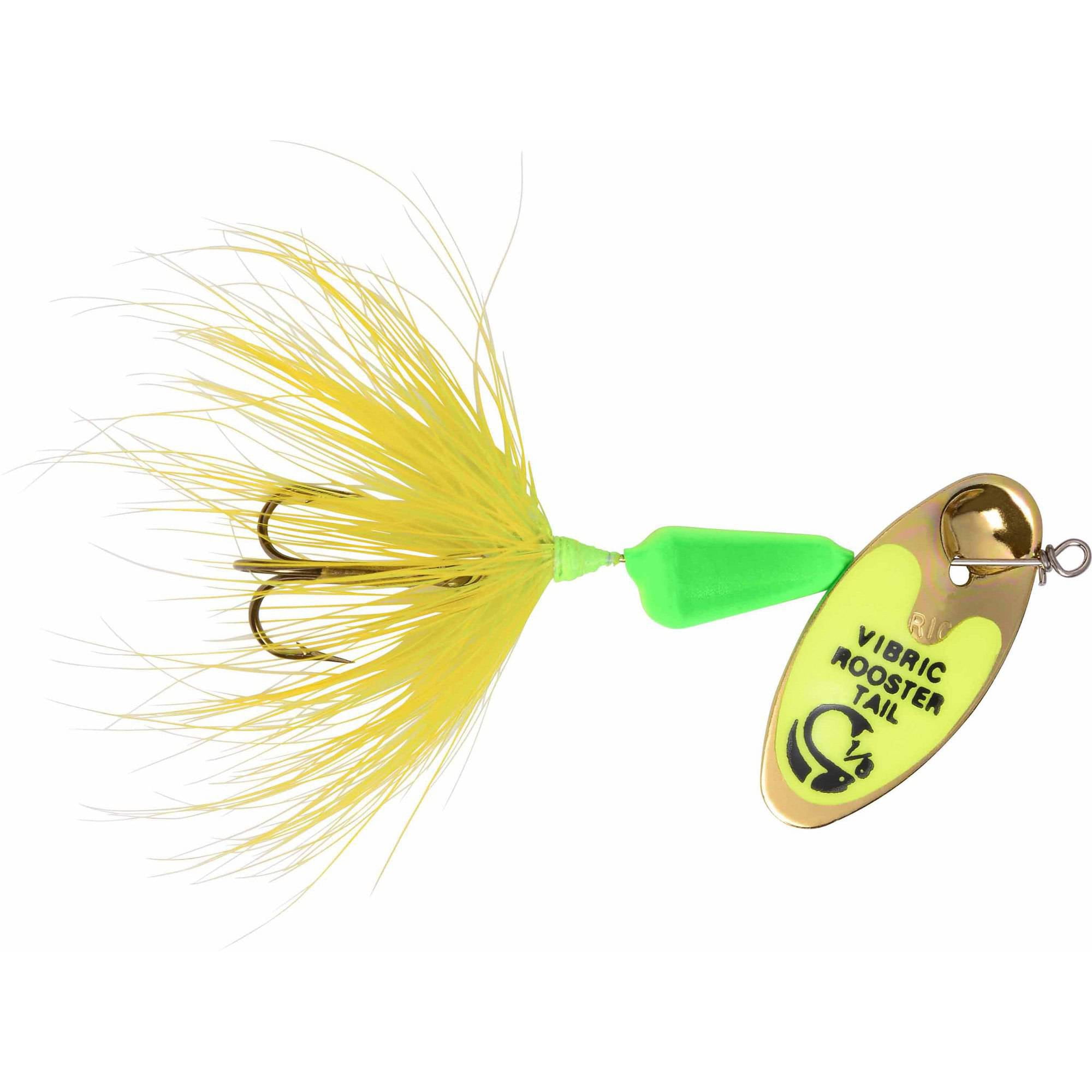 Yakima Bait Worden's Vibric Rooster Tail Lure, Lime Chartreuse Mylar, 1/2 oz.