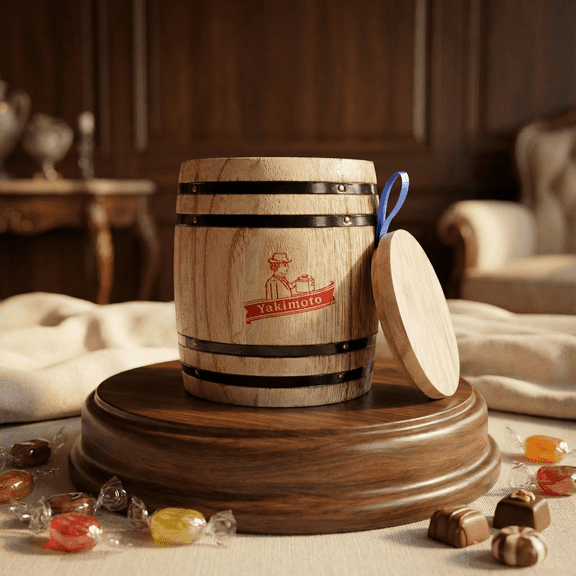 Yakimoto Artisan Wood Storage Jar, Handcrafted, Airtight Kitchen & Pantry Organization for Countertop Spice, Coffee, Christmas Candy, Festive Home Decor & Gift, Brown