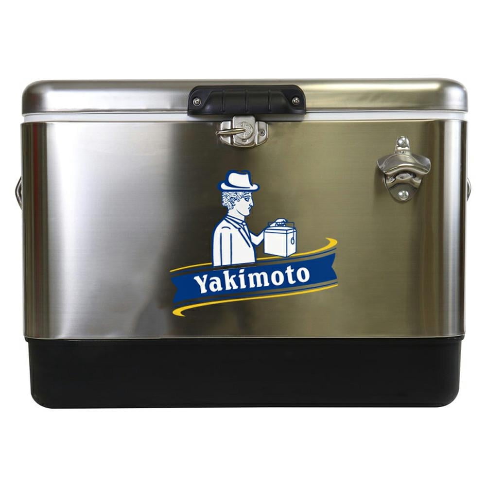 Yakimoto 54-Quart Stainless Steel Ice Chest Cooler with Bottle Opener for Camping, Fishing, Beach Trips and Backyard BBQs, Holds 85 Cans, Silver