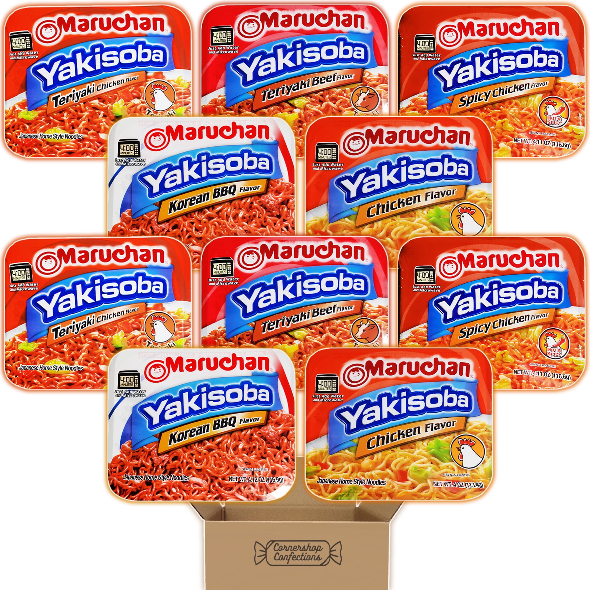 Yakisoba Noodle 10 Tray Bulk Variety Pack 5 Flavors Included