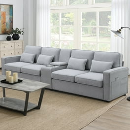 Modern 4 Seater Large Sofa Linen Fabric Upholstered Couch with Pillows Removable Cushions for Living Room Office Walmart