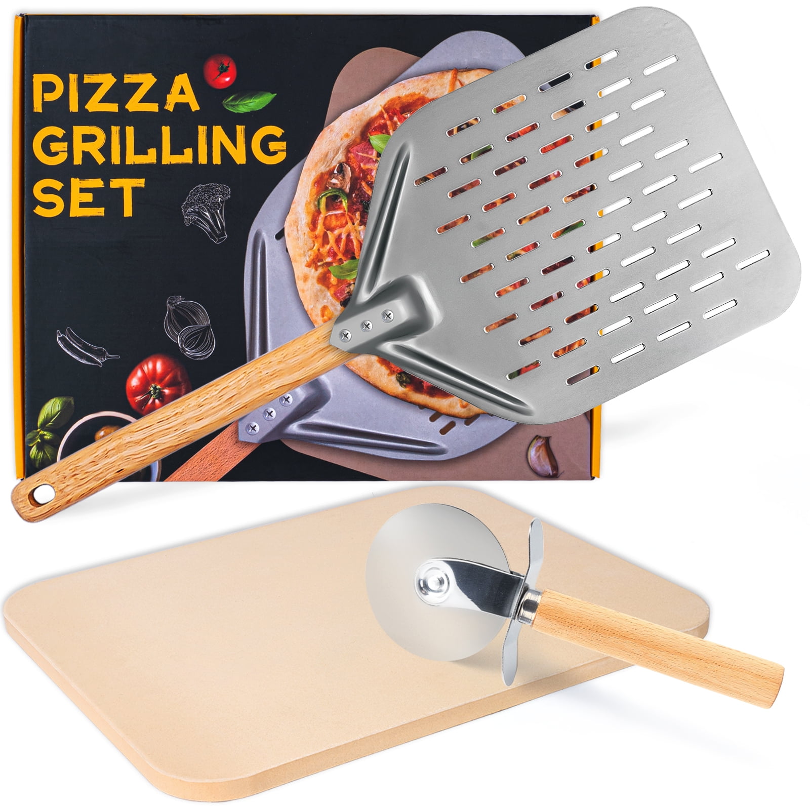 Senwosa Must-have Pizza Oven Accessories Kit: Pizza Peel 12 inch, Pizza  Spinner Fork & Bubble Popper, Pizza Oven & Stone Brush w/Scraper, Gas and  Wood