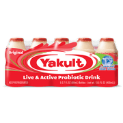 Yakult Non-Fat Live & Active Probiotic Drink, 2.7 fl oz, 5 Count, Gluten Free, Fat Free, Cholesterol Free- Yogurt section