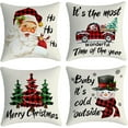thumbnail image 1 of Yakuyir Christmas Pillow Covers Set of 4 18x18 Snowman Santa Claus car Christmas Tree linens Cotton Decor Throw Pillows Accents Outdoor Farmhouse Patio Home Sofa Couch Holiday Cases Decorations, 1 of 5