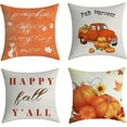 thumbnail image 1 of Yakuyir Fall Throw Pillow Cover 18x18 Inch Set of 4 linens Cotton Autumn Summer Pumpkin Maple Leaf car Truck Sunflower Decorative Pillowcase Farmhouse Accent Outdoor Gifts livingroom Home Sofa Couch, 1 of 4