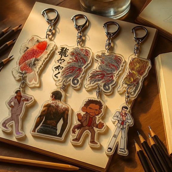 Yakuza Dragon Keychain, Majima Anime Acrylic Charm, Ryu Ga Gotoku Keyring, Japanese Game Bag Pendant, Otaku Gift (1 keychain)
