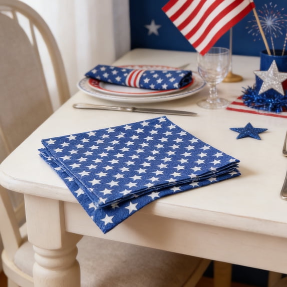 Yakvarog 4th of July Napkins, 12Pcs American Flag Patriotic Theme Dinner Napkins, 6.5" x 6.5" Independence Day Disposable Paper Napkins for Memorial Day 4th of July Party Decorations