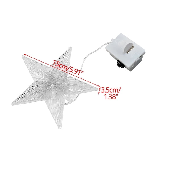 Yakvarog 5.9 Inch Christmas LED Tree Topper, Clear Glowing Star Tree Topper, Battery Operated Christmas Tree Top Ornament for Christmas Decor, Holiday Party, Home, Display
