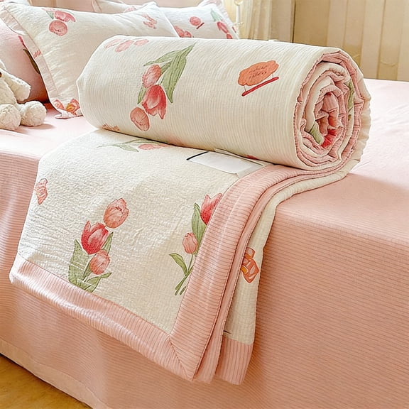 Yakvarog Air Conditioning Comforter, Easy Care & Convenient Use Summer Cooling Quilt Machine Washable & Breathability Washed Cotton Mellow Sleep Comforter 59" x 79"