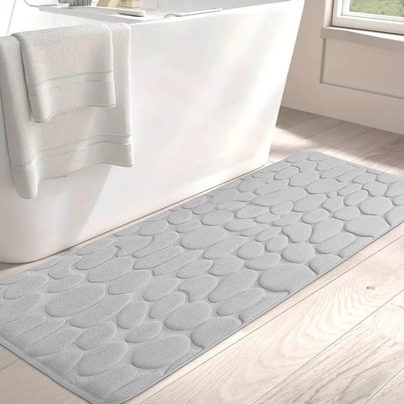 Yakvarog Bath Mat Cobblestone Bath Mats for Bathroom Super Water Absorbent Quick-Drying & Wear-Resistant Bathroom Rug 20" x 48" for Bathroom Machine Washable Bathroom Mat