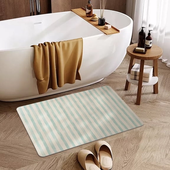 Yakvarog Bath Mat Non-Slip & Wear-Resistant Retro Striped Diatomaceous Earth Bath Mats for Bathroom, 24" x 16" Super Absorbent Bathroom Rug Soft Quick-Drying Mats for Bathroom Kitchen & Entryway