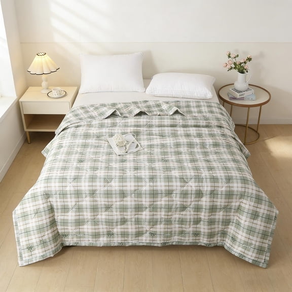 Yakvarog Bed Comforter Twin Size, Breathable Soft Comforter, 59 x 79 Inches Cute Pattern Lightweight Cooling Summer Blanket, Machine Washable All Season Quilts for Bedroom Dormitory