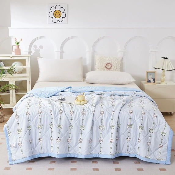 Yakvarog Bed Comforter Twin Size, Breathable Soft Comforter, 59 x 79 Inches Cute Pattern Lightweight Cooling Summer Blanket, Machine Washable All Season Quilts for Bedroom Dormitory