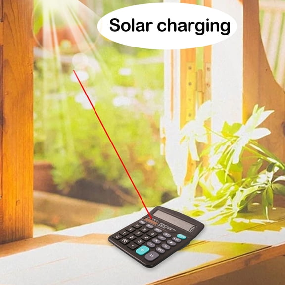 Yakvarog Calculators Desktop, Dual Power Supply 12 Keys Large LCD Display Desk Calculators, Solar Charging Basic with Big Buttons, Mechanical Switch Calculator, Office Supplies for Home Daily Use