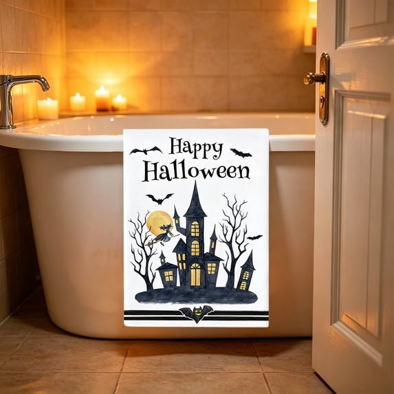 Yakvarog Halloween Kitchen Hand Towels, 3 Styles Available, Spooky Design Hand Towels for Bathroom & Kitchen, Soft Absorbent Quick-Dry Fall Decor, Happy Halloween & Trick or Treat Theme