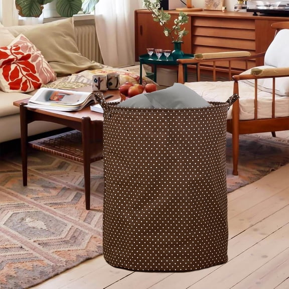 Yakvarog Laundry Basket Canvas Fabric Breathable & Lightweight Laundry Hamper, Laundry Hampers with Handle, 43L Foldable Portable Storage Basket Suitable for Toy Dirty Clothes Storage