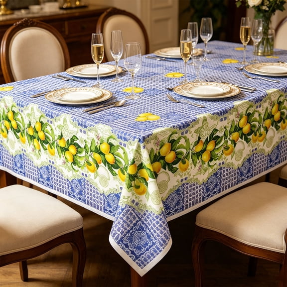 Yakvarog Lemon Themed Tablecloths Rectangular, Dustproof & Waterproof 71"L x 42"W Table Cloth for Birthday, Summer, Bridal Shower, BBQ Picnic, Wedding, Party Supplies