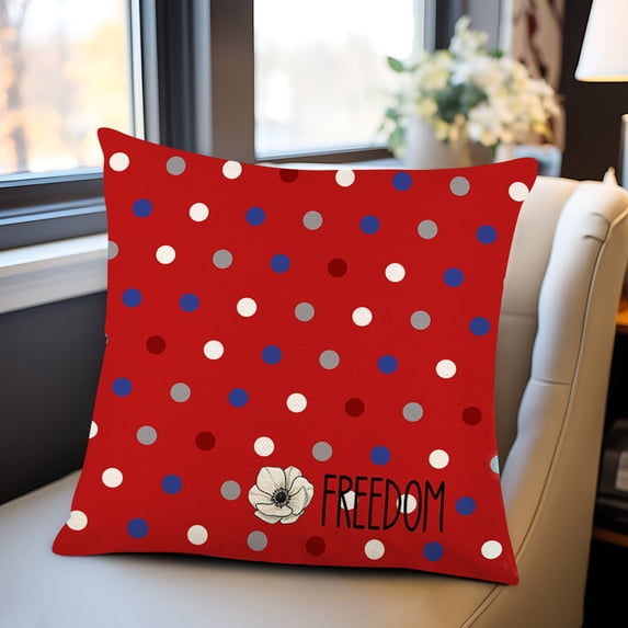 Yakvarog Patriotic 4th of July Pillow Covers 18" x 18", Independence Day Red White Blue Throw Pillow Covers, USA Flag Cushion Case for Sofa Couch Bed 4th of July Decorations