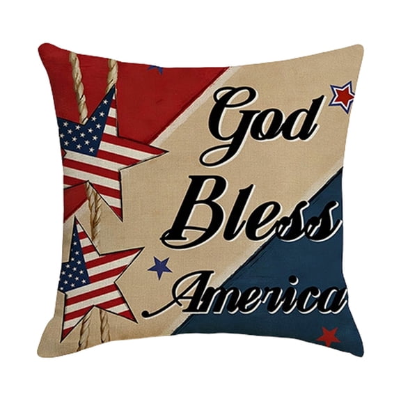 Yakvarog Patriotic 4th of July Pillow Covers 18" x 18", Independence Day Red White Blue Throw Pillow Covers, USA Flag Cushion Case for Sofa Couch Bed 4th of July Decorations