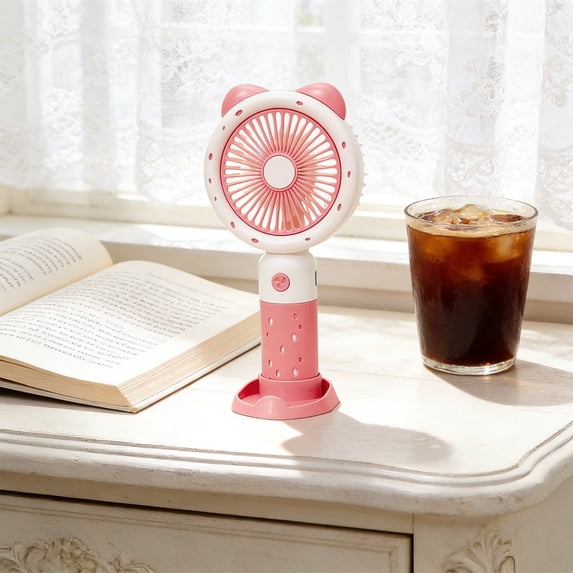 Yakvarog Portable Fan Rechargeable Handheld with 3 Speeds, Quiet & Long Battery Life, Portable USB Cute Cat Ear Mini lightweight Fan Hand Fan for Outdoor, Travel, Office Desk