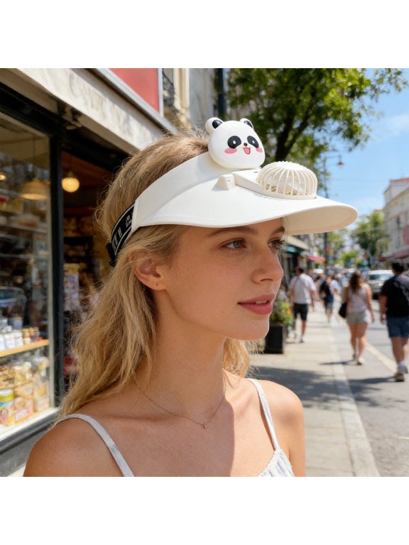 Sun Visor Hats with Fan-Three Speed Settings for Women Men, Portable Rechargeable USB Breathable Sun Hats, Large Area Sun visor hat, Adjustable Elastic Buckle Visors for Summer