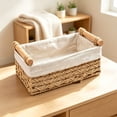 thumbnail image 1 of Yakvarog Wicker Storage Basket with Wooden Handle, Paper Rope Decorative Woven Baskets 9.8x5.9x3.2 in for Countertop, Bathroom, Home Office, Toys & Sundries, 1 of 7