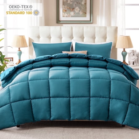 Yalamila Twin Comforter Set, 2-Piece Teal Comforter Bedding Set, Reversible All Season Down Alternative with 1 Pillow Sham