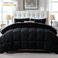 thumbnail image 1 of Yalamila Queen Size Comforter Set 3-Piece All-Season Down Alternative Reversible Comforter Set,Black/Grey,200GSM Cooling Quilted Duvet Insert,95 GSM Soft Cover Bed in a Bag, 1 of 9