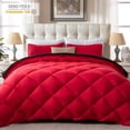 thumbnail image 1 of Yalamila Queen Size Comforter Set 3-Piece All-Season Down Alternative Reversible Comforter Set,Red/Black,200GSM Cooling Quilted Duvet Insert,95 GSM Soft Cover Bed in a Bag, 1 of 8