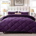 thumbnail image 1 of Yalamila Full Size Comforter Set 3-Piece All-Season Down Alternative Reversible Comforter Set,Purple,200GSM Cooling Quilted Duvet Insert,95 GSM Soft Cover Bed in a Bag, 1 of 8